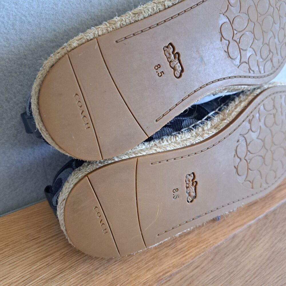 COACH Carson Espadrille Flats 8.5 Women’s Slip-On Shoes Denim Blue Logo Comfort - Picture 9 of 12